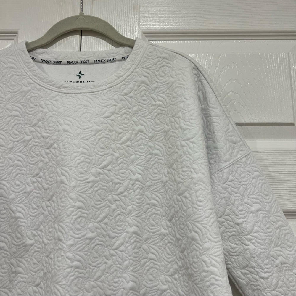 TUCKERNUCK TNUCK SPORT White Quilted Paisley Ally Swing Sweatshirt Womens XS/S - Picture 3 of 7